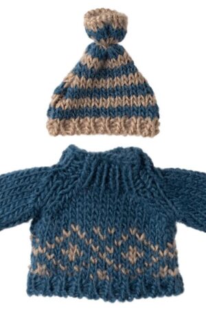 Maileg Knitted sweater & hat, Dad mouse