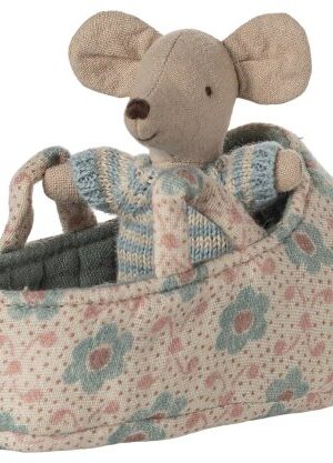 Baby mouse in carry cot-Blue